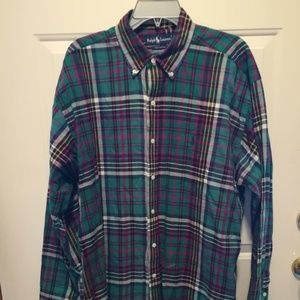Ralph Lauren Tartan Plaid Buttoned Down Shirt Sz L
